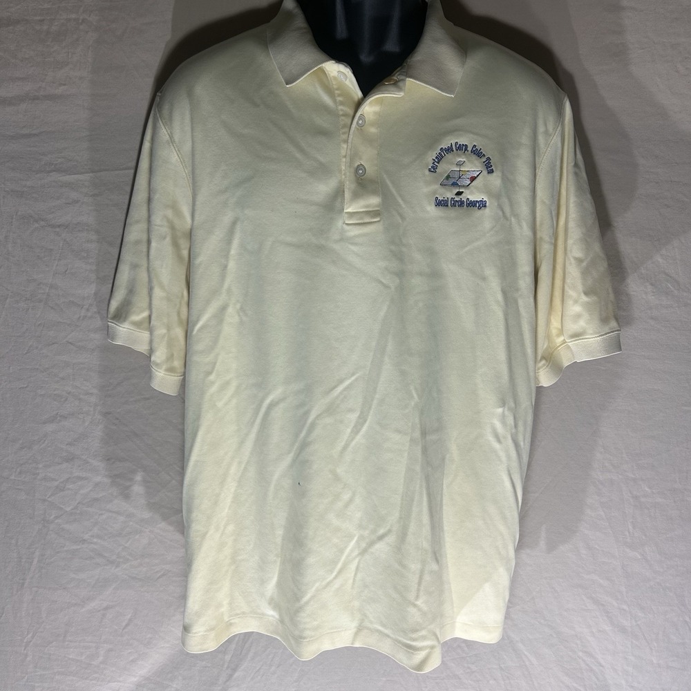 Lands End Mens Large L Polo Shirt Yellow CertainTeed Social Circle Georgia